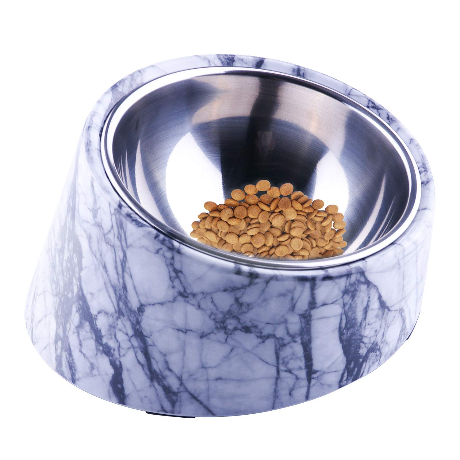 SUPER DESIGN Mess Free 15 Degree Slanted Bowl for Dogs and Cats 3 Cup Marble
