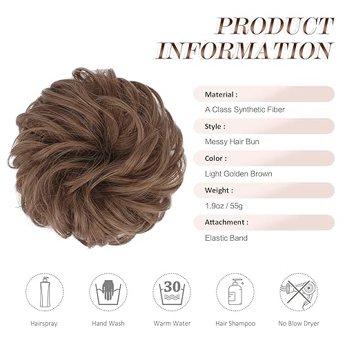 Miniatura 5 de FESHFEN - Extensiones de pelo rizado y desordenado para peinado, bandas elásticas con piezas de pelo sintético estilo moño, extensiones de cabello