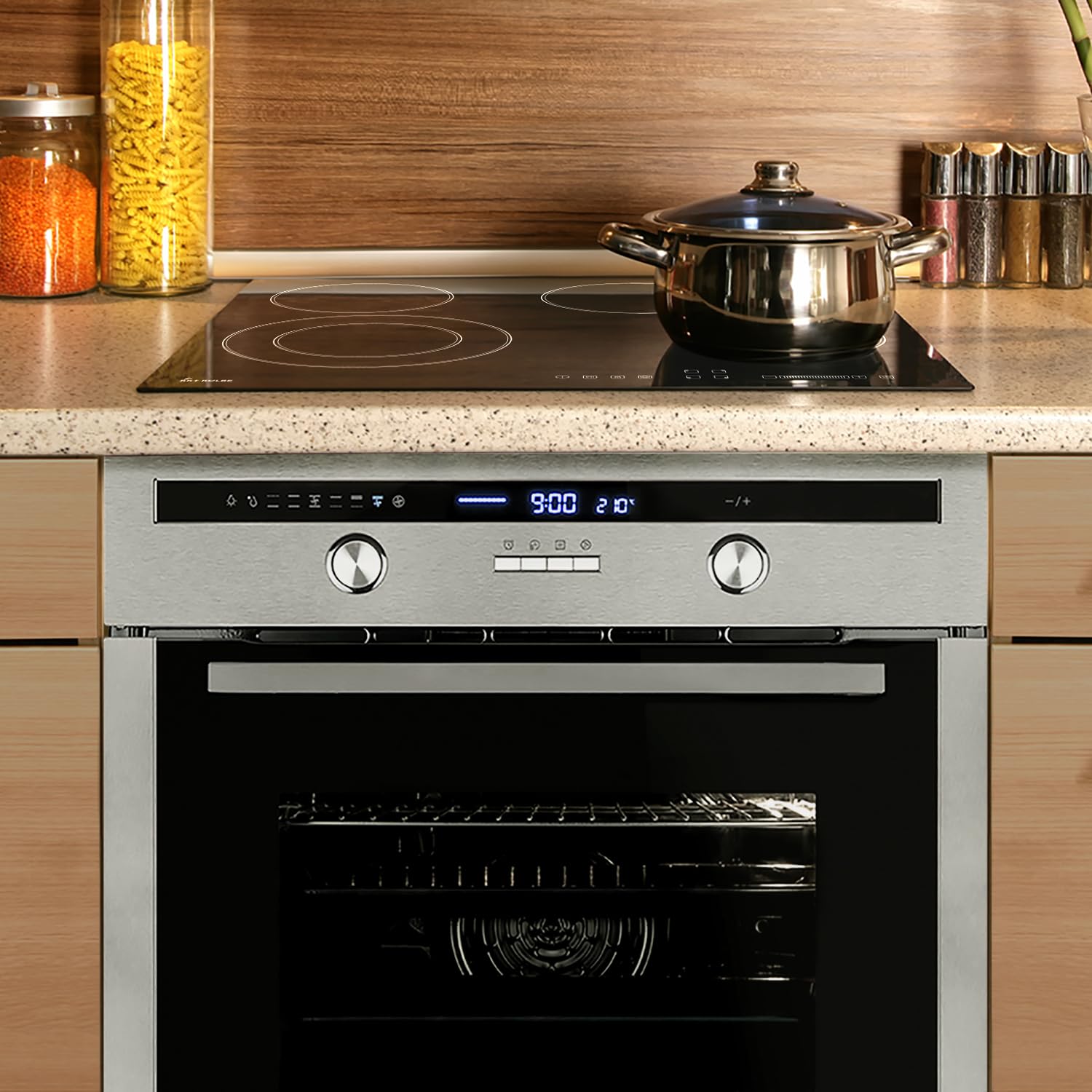 Conjunto: 60cm Horno electrico empotrable EB8013ED + 59cm Placa vitrocermica CH5901RL | Rotisserie | Sensor de temperatura del núcleo | Parrilla | Aire caliente | SET8013CH59RL