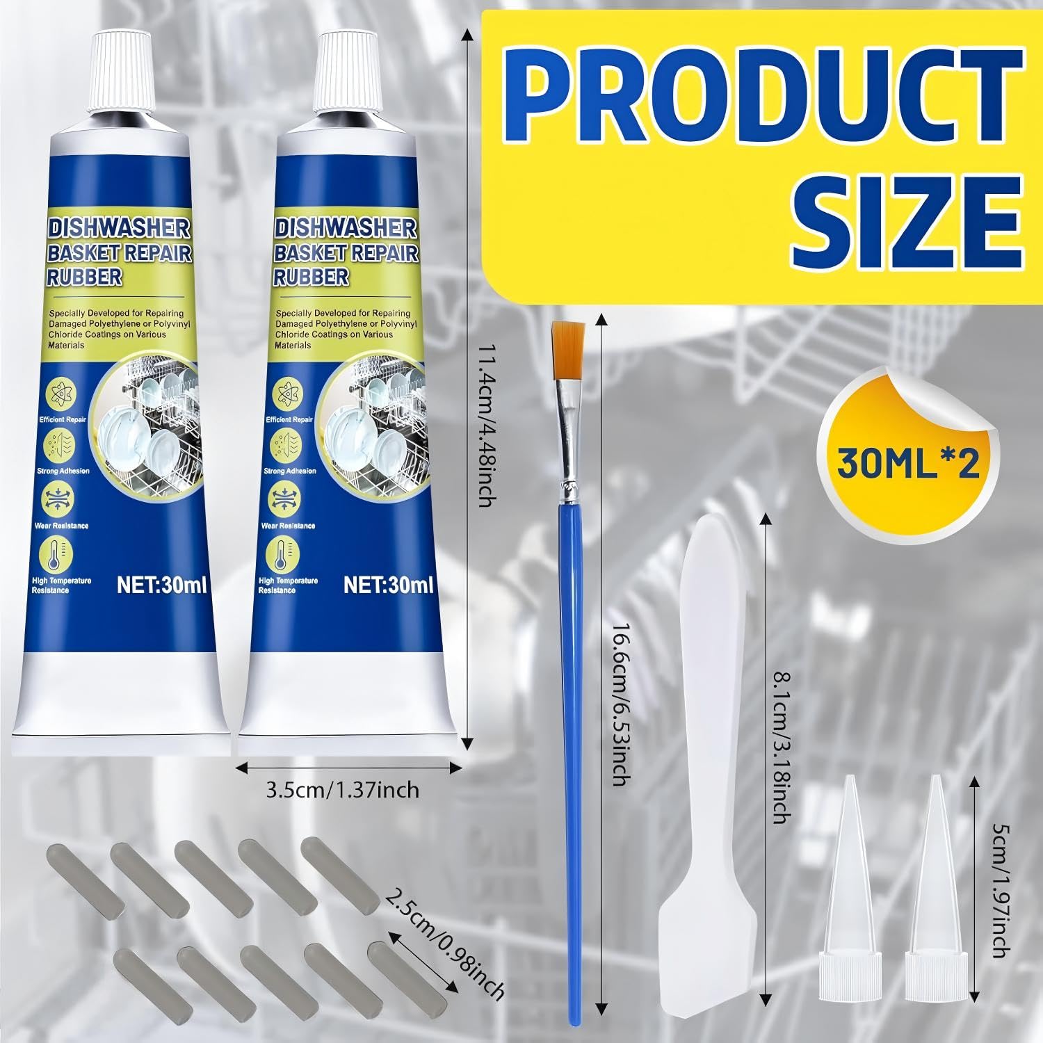 60ML Pintura para Cestas Lavavajillas, Masilla para Plastico, Revestimiento de Reparación de Estante de Lavavajillas, Conformando Caucho, Pintura para Reparar la Rejilla Del lavavajillas, Blanca — view 7