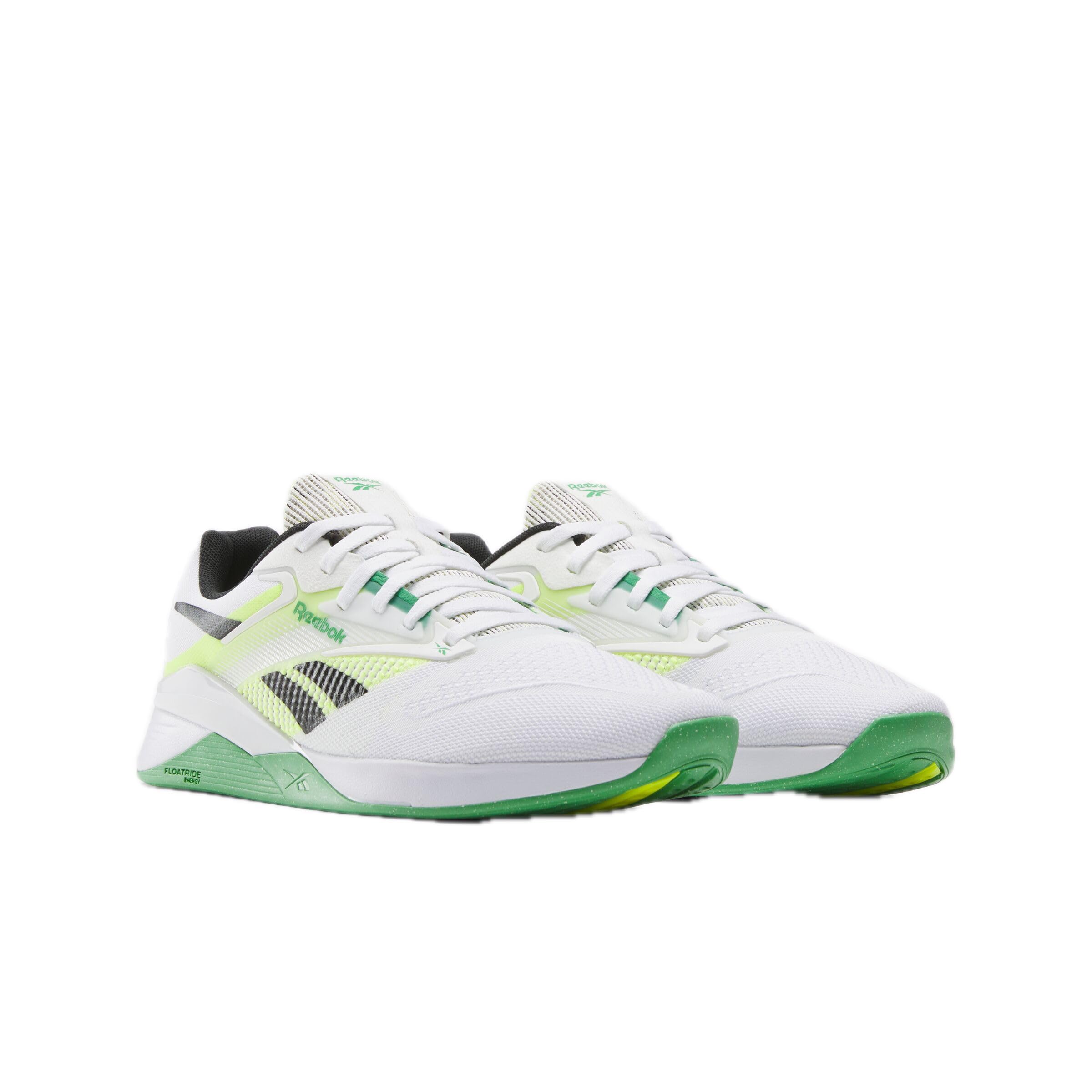 ReebokUnisex Nano X4 Training Shoes, Footwear White/Solar Acid Yellow/Sport Green, Men Size's 10/ Women's Size 11.5