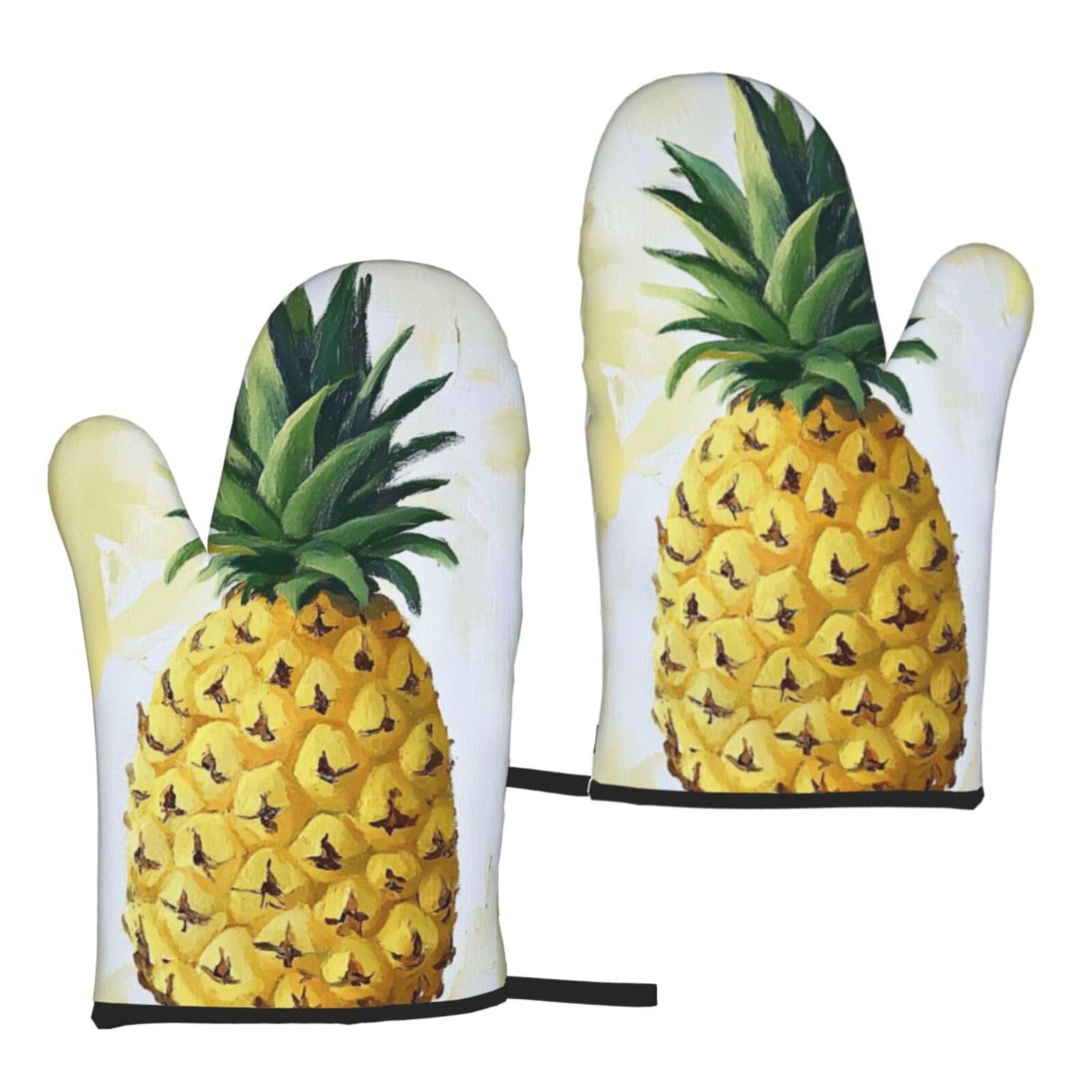 Be a pineapple Printed Oven Mitts Sets 2 PCS Heat Resistant and Non-Slip Glove Potholder for Kitchen Cooking Baking Grilling