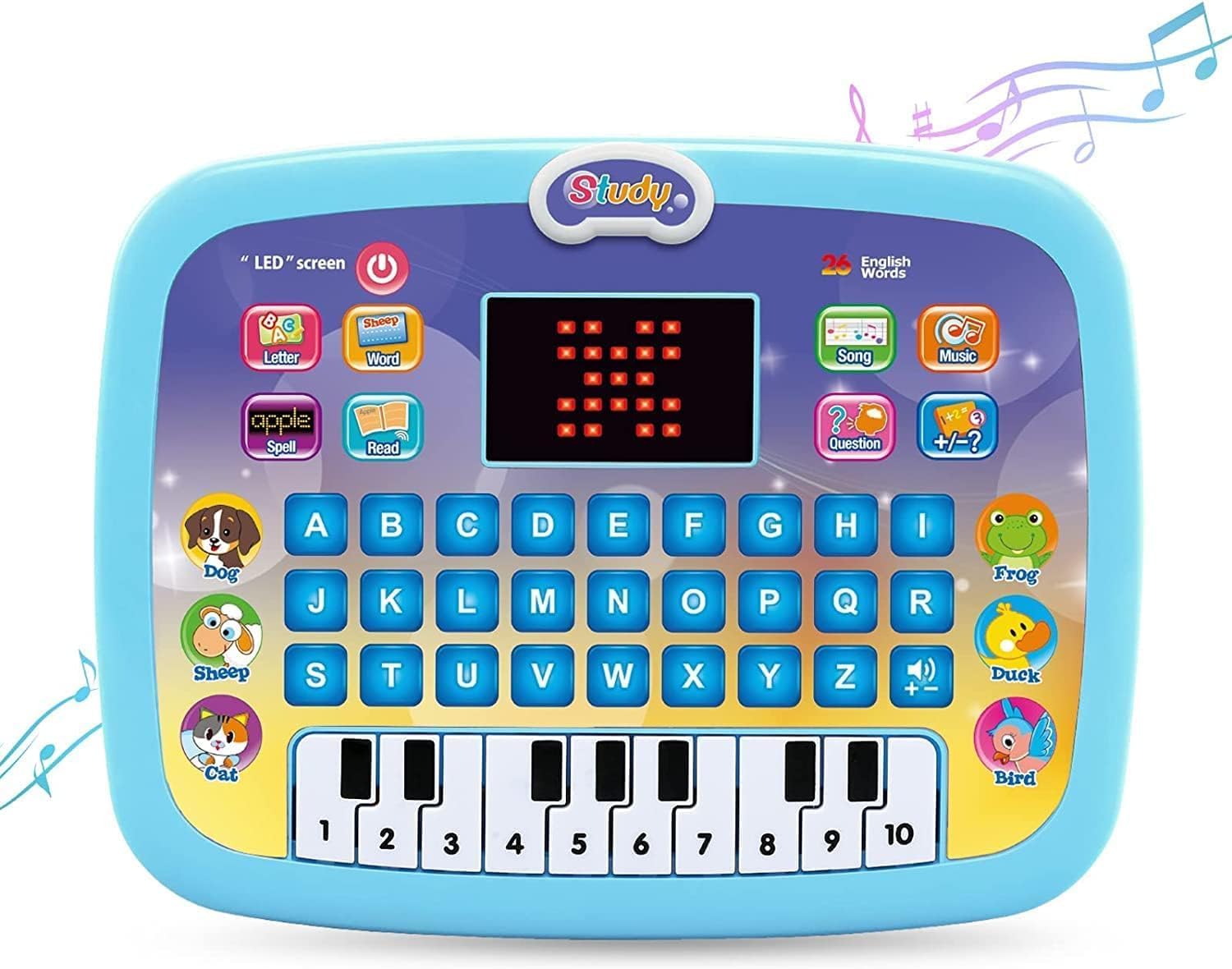 Cable World® Laptop for Kids - Educational Learning Kids Laptop Tablet Computer Plus Piano with led Screen Music Fun Toy Activities for Kids Engaging Learning Toy for Kids Multi Color