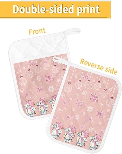 Miniatura 2 de Juego de 3 soportes para ollas de Navidad para cocina, antideslizantes y aislantes de calor, juego de agarraderas de tela de toalla con bolsillo,