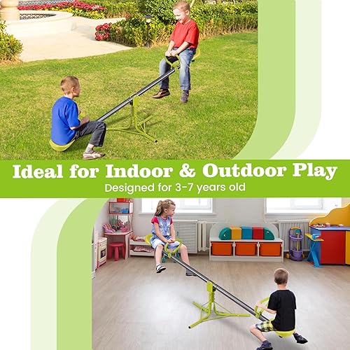 Vista 12 de Costzon Teeter Totter - Balancín para niños al aire libre, equipo de patio de balancín giratorio preescolar, rotación de 360 grados, equipo de juego