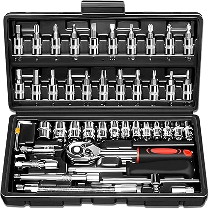 STELLARA 46 in 1 Pcs Tool Kit & Screwdriver set and Precision Socket Set Wrench Set Multi Purpose Combination Tool Case, Multicolour