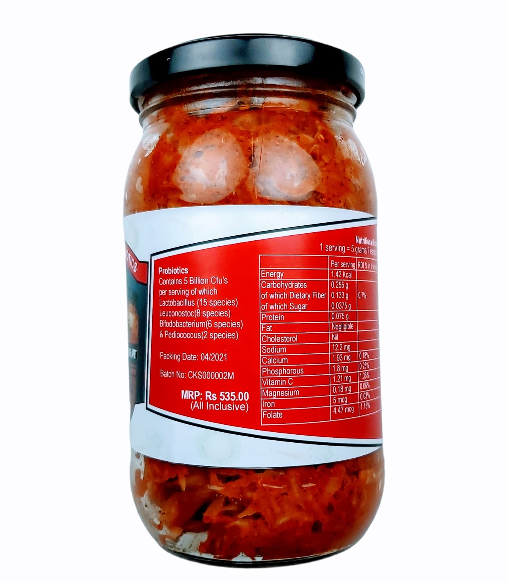 Hands on Tummy - Sauerkraut Spicy (330 Grams) - Probiotic - Spicy Fermented Cabbage + Carrot Mixed Pickle - Organic - Image 3 thumbnail