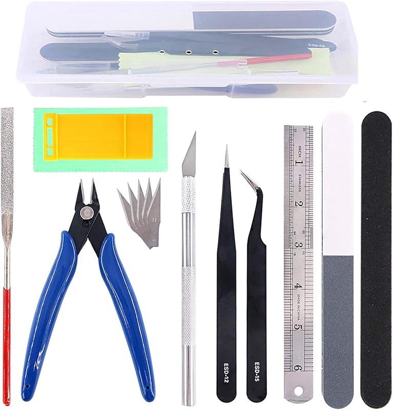 15Pcs Gundam Model Tools Kit Gunpla Tool Kits Modeler Basic Tools Craft Set with Plastic Box Hobby Building Tools Kit for Gundam Car Airplane Ship