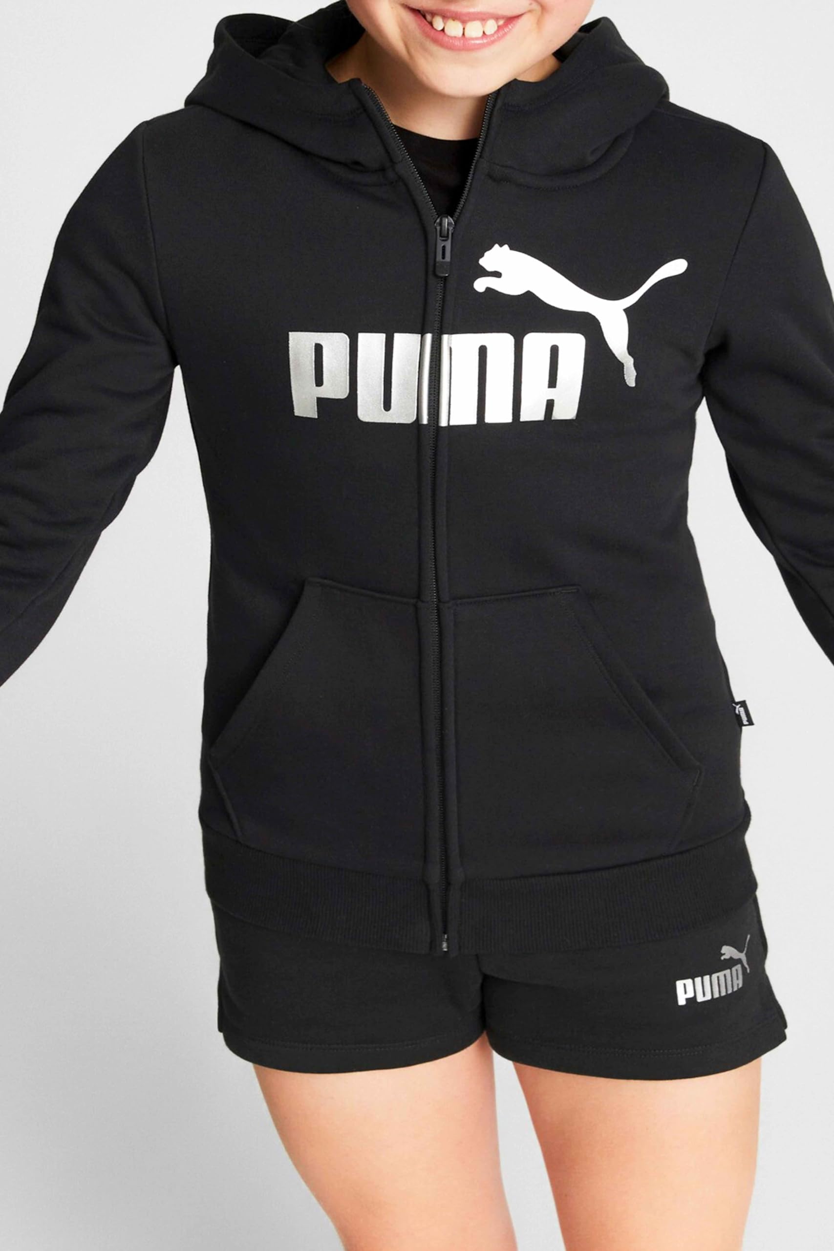PUMA Ess+ Logo Full-Zip Hoodie FL G Black