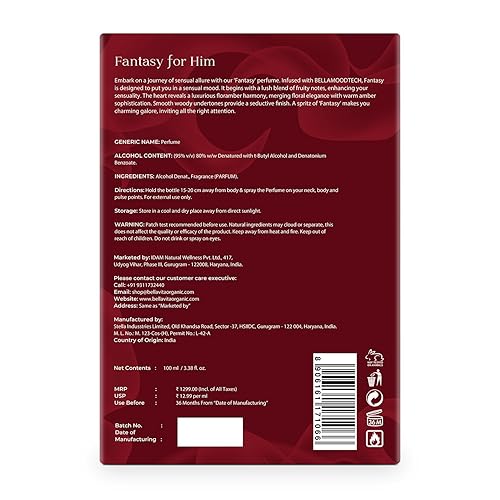 Miniatura 8 de BELLAVITA Luxury Mood Collection FANTASY - Perfume para hombre, 3.4 fl oz, tecnología inspirada en feromonas, fragancia de larga duración, notas de