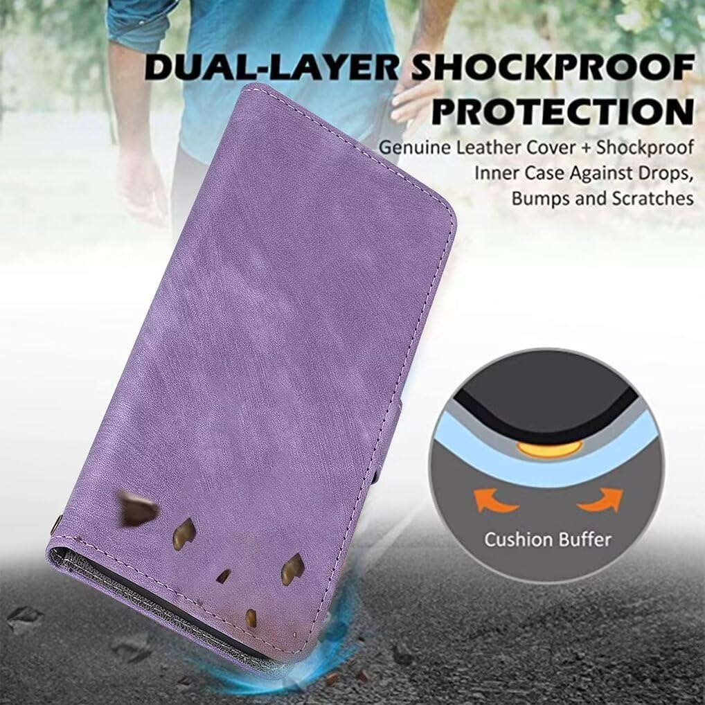 SEAHAI Cover Portafoglio In Pelle Per Motorola Moto G55 5G - Custodia A Libro Con Slot Carte, Supporto E Blocco RFID, Antishock - Marrone