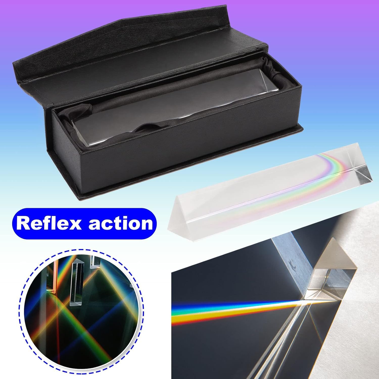 Prisma Triangolare in Cristallo K9, Prisma Ottico per Esperimenti Prisma Fotografia da 15cm con Panno per Occhiali e Confezione Regalo per Studenti, Insegnanti, Blogger di Fotografia…