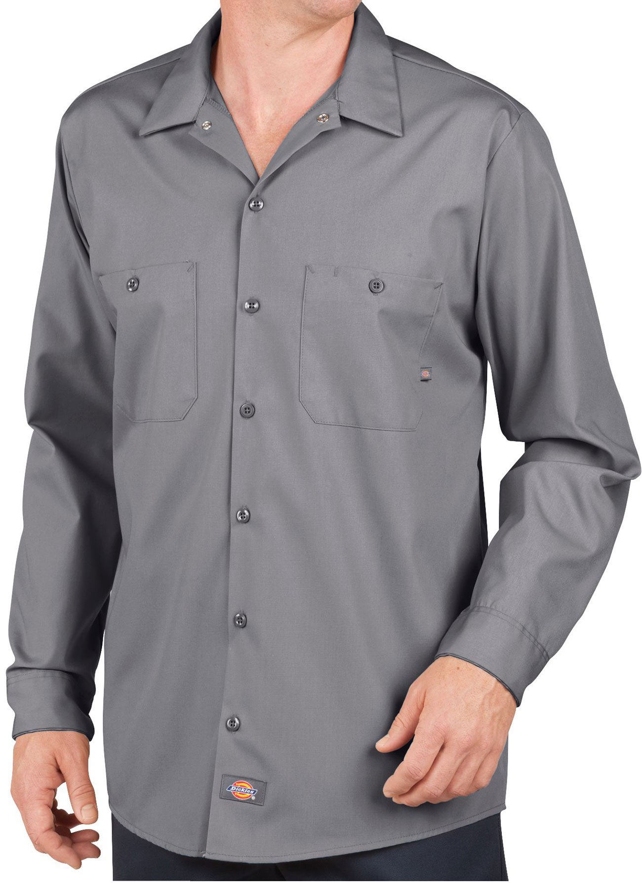 DickiesLL535LB Polyester/Cotton Men's Long Sleeve Industrial Work Shirt, Light Blue