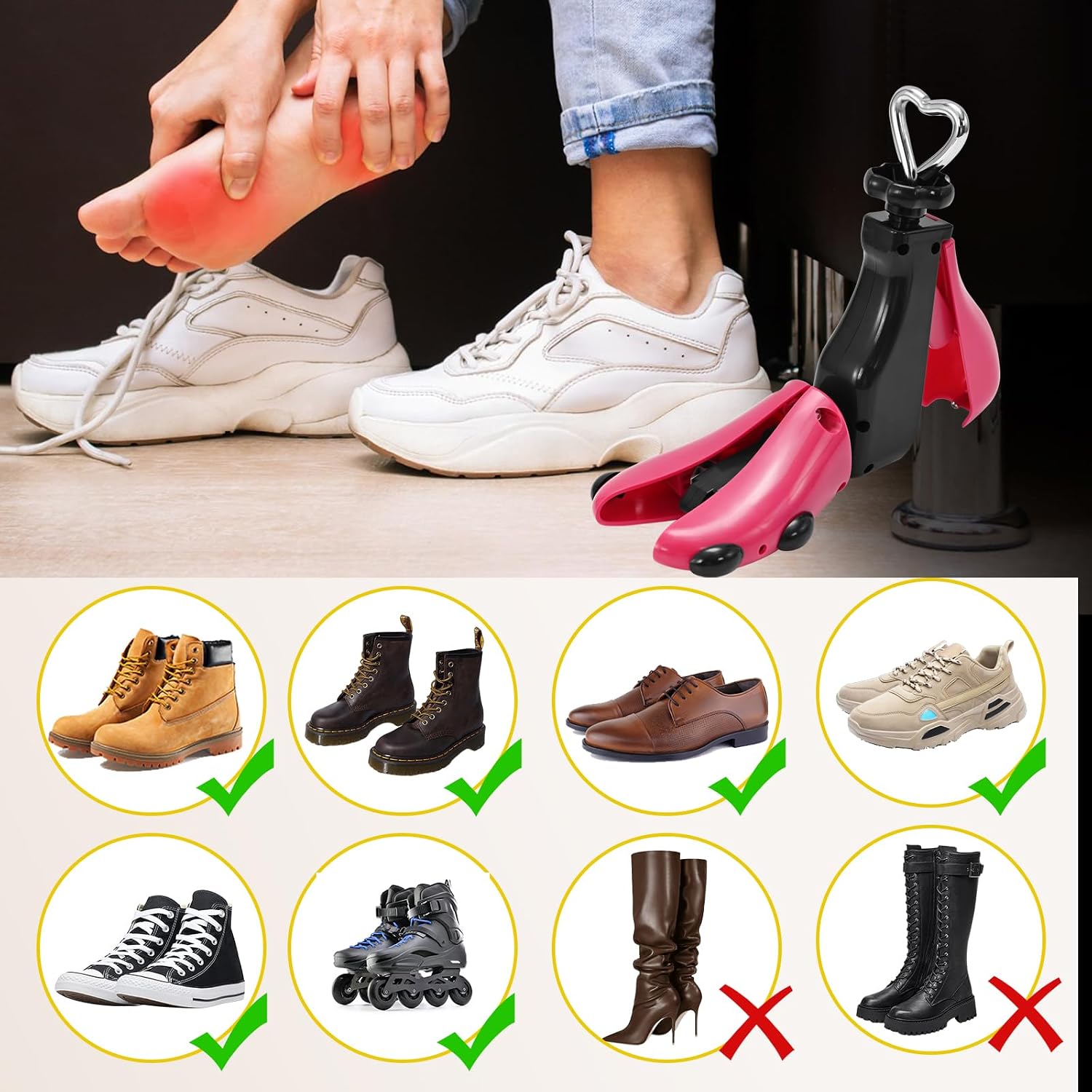 Shoe Stretcher For Women Men,Boot Stretcher Women Men,Shoe Expander Widener Stretch Length Width
