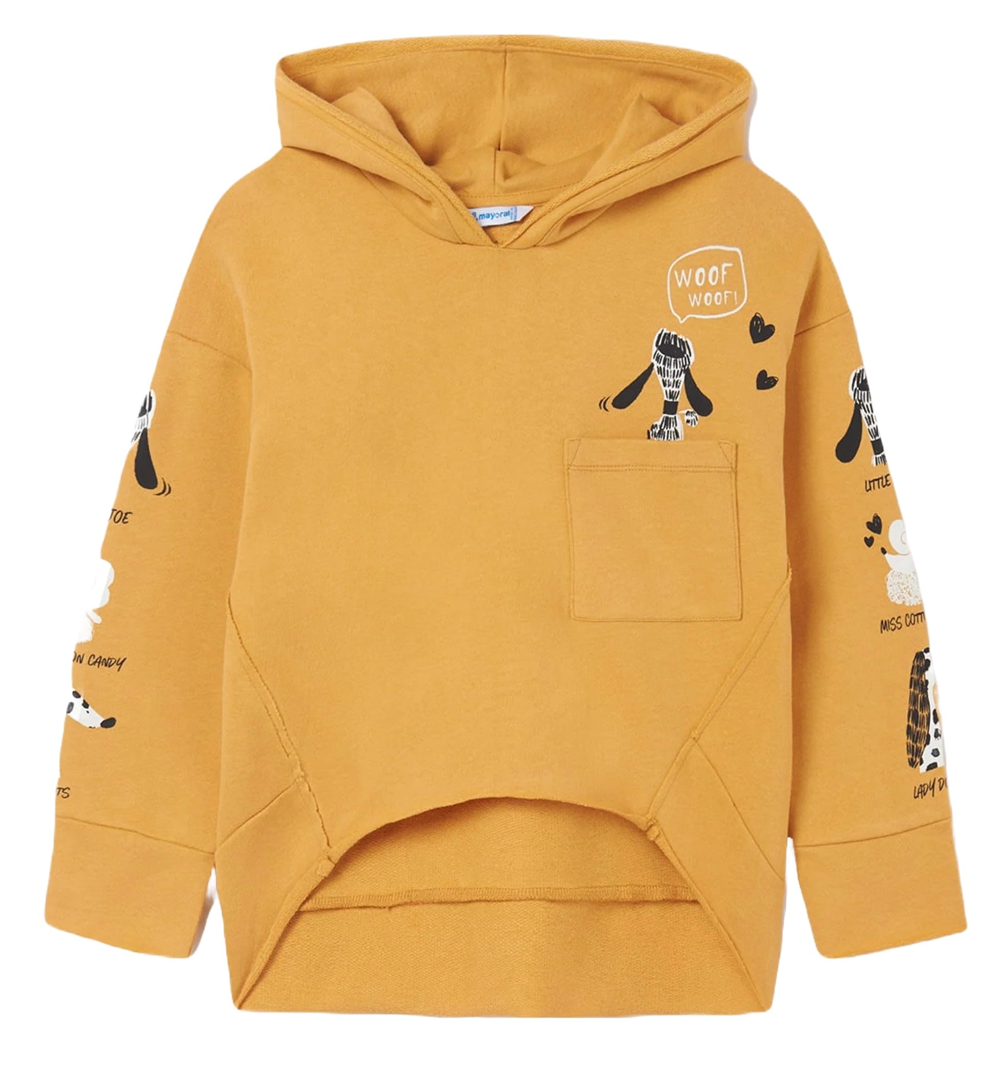 Generico Felpa Mayoral Ragazza 10-16 Anni – Cappuccio e Stampa Decorativa – Maniche Lunghe – Design Asimmetrico – Azzurro o Ocra – Casual Streetwear