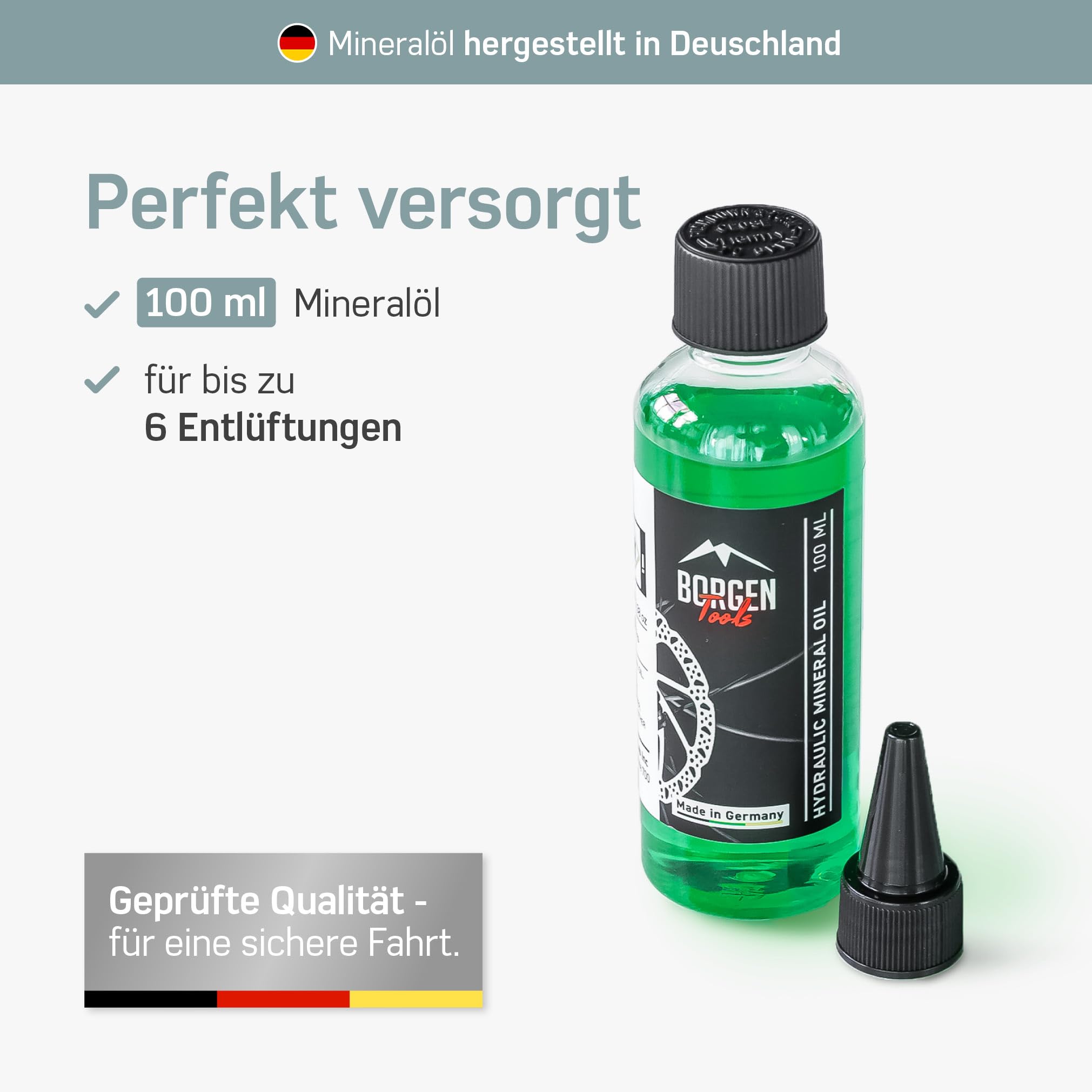 Borgen Entlüftungsset PRO für SRAM Maven & DB Scheibenbremse Fahrrad - Entlüftungskit mit Anleitung, inkl. 100ml Mineralöl Bremsflüssigkeit - Für Sram DB4, DB6, DB8 und Maven