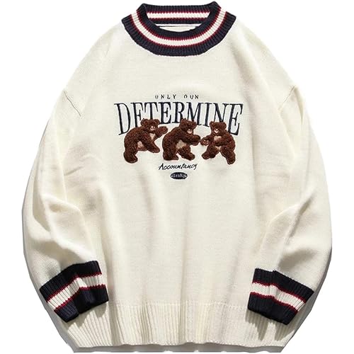 Vamtac Women's Long Sleeve Flame Oversized Sweater Color Block Loose Casual Knitted Jumper Pullover Tops