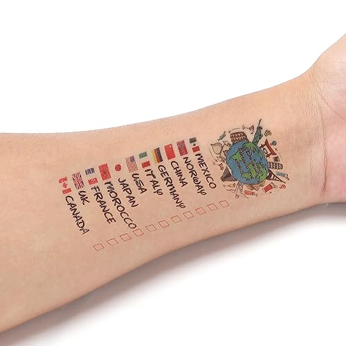 Miniatura 5 de Beber alrededor del mundo - Paquete de 4 tatuajes - Perfecto para viaje a Epcot