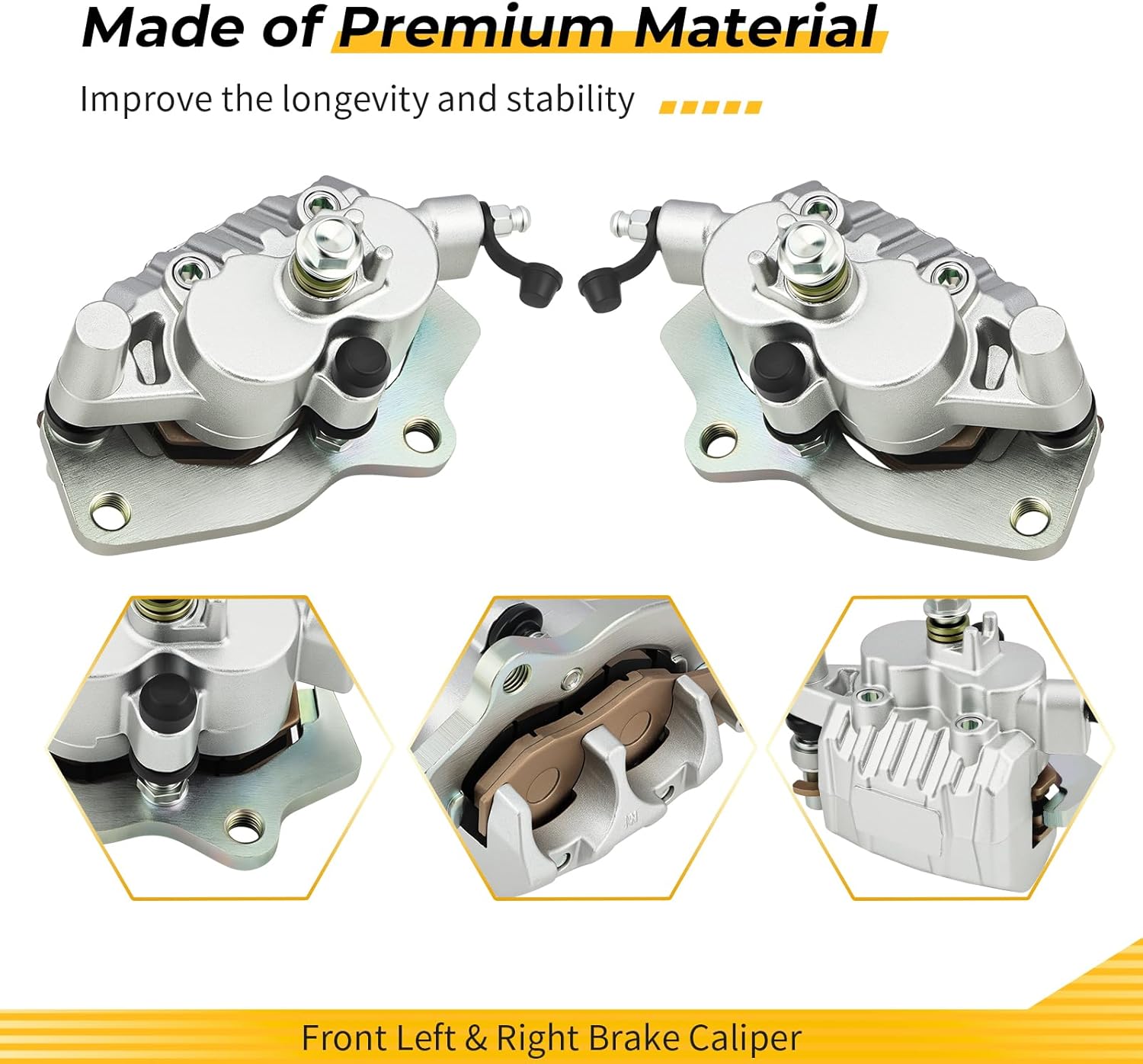 M MATI Front Left & Right Brake Caliper for Kawasaki Mule PRO-MX KAF700 2019-2024 43041-Y012-934 43041-Y011-934