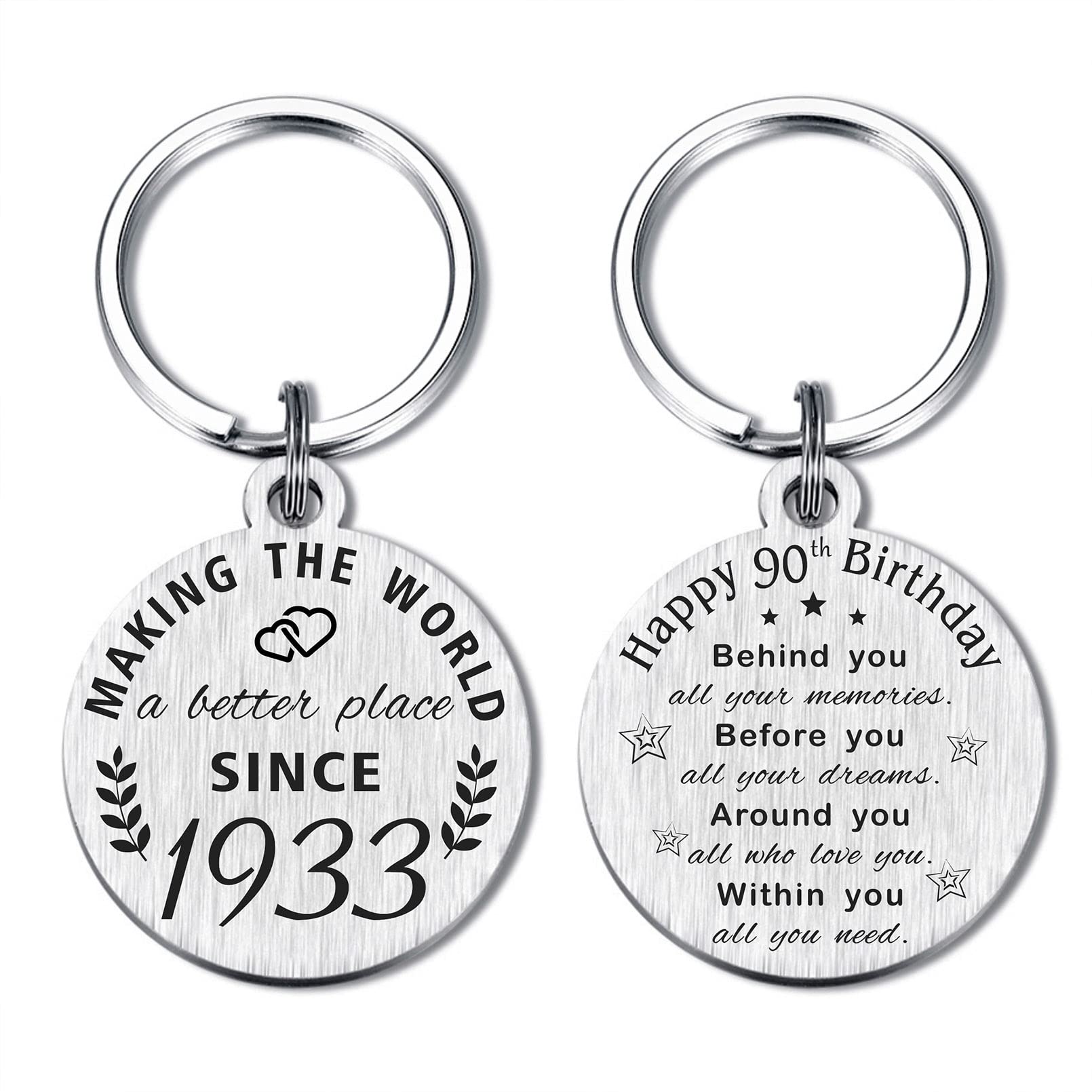 ABBNT90th Birthday Gifts for Women Men, Born in 1935 Gifts, 90 Year Old Birthday Keychain, 1935 Birthday Decorations