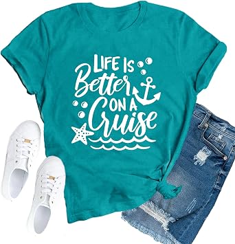 Cruise Shirts for Women Trip T-Shirts Summer Vacation Squad Tee Tops