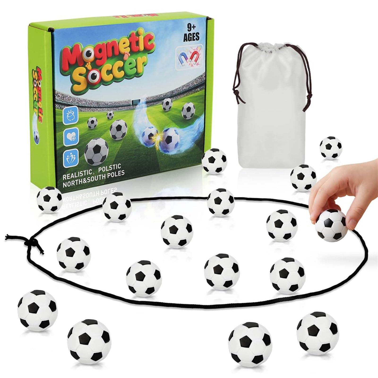 Football Magnetic Chess Game with Stones, Fun Strategy Magnetic Chess for Family Gatherings Party, Travel Games (A-White)