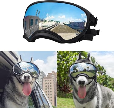 Large Dog Sunglasses, Dog Goggles Large Breed and Medium, UV Protection, Windproof, Dustproof and Snowproof. Shatterproof Lens, Adjustable Strap | Windproof, Dustproof, Shatterproof Lens, Adjustable Strap, Snowproof