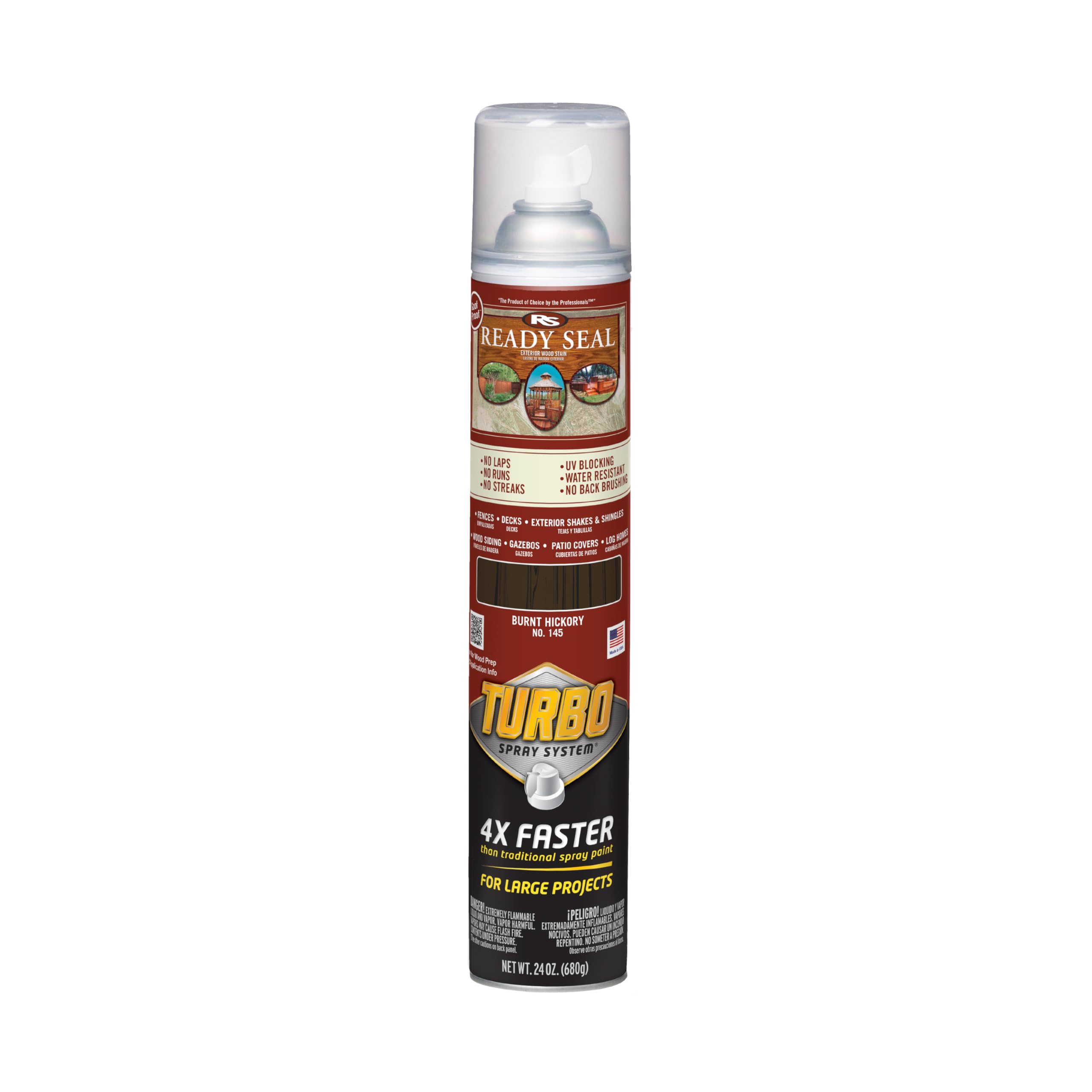 Ready Seal Exterior Wood Stain &amp; Sealer, Burnt Hickory, Turbo Spray