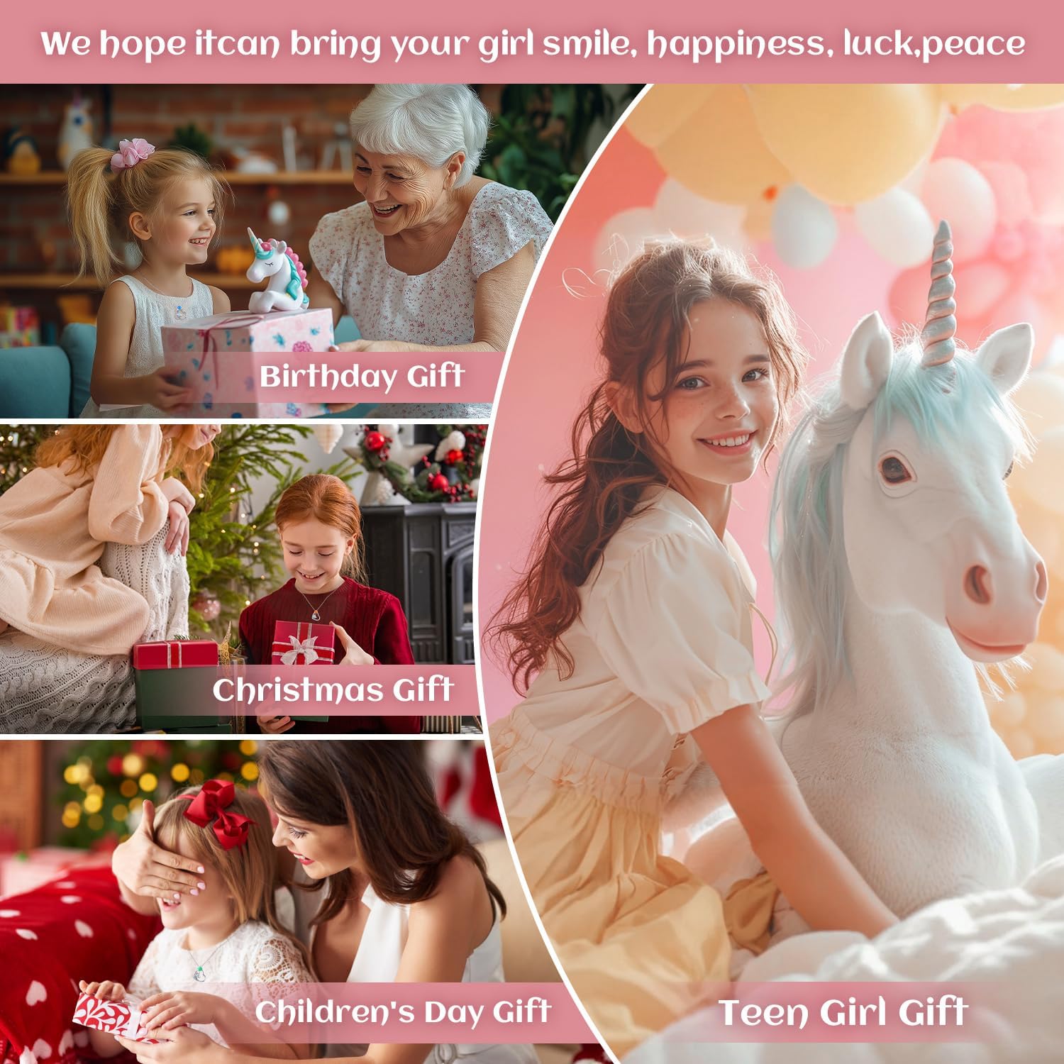 CDE Christmas Gift for women Cute Unicorn Birthstone Necklace for Girls Daughter 925 Sterling Silver Opal Heart Pendant Graduation Birthday Christmas Jewelry Gift for Teenage Girls Niece