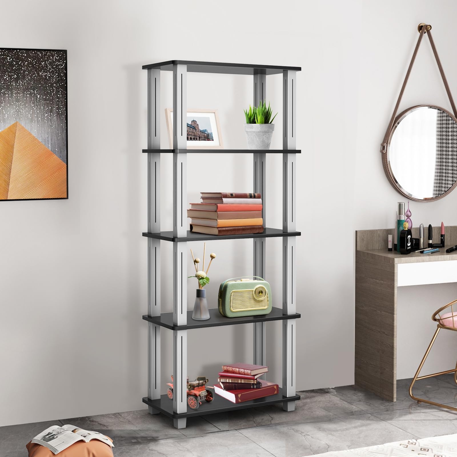 Scaffale Aperto a 2/3/4/5 Ripiani, Scaffale con Telaio Metallico Resistente, Scaffalatura in Stile Industriale (60 x 29,5 x 147 cm) | Leroy Merlin