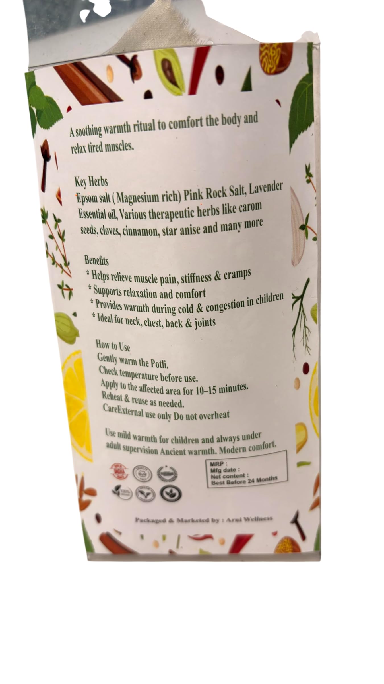 Herbal Heat Therapy Potli Bag Reusable Hot Compress with Epsom Salt and Rock Salt for Muscle Relaxation Body Comfort Warm Therapy Bag for Daily Use — Amazon image 6