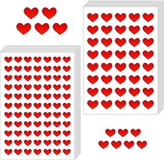 1404 Pieces Heart Face Stickers, Red Heart Stickers Mini Heart Stickers with 2 Sizes Self-Adhesive Heart-Shaped Reusable Heart Sticker for Face Envelopes Scrapbooking Gift Bags