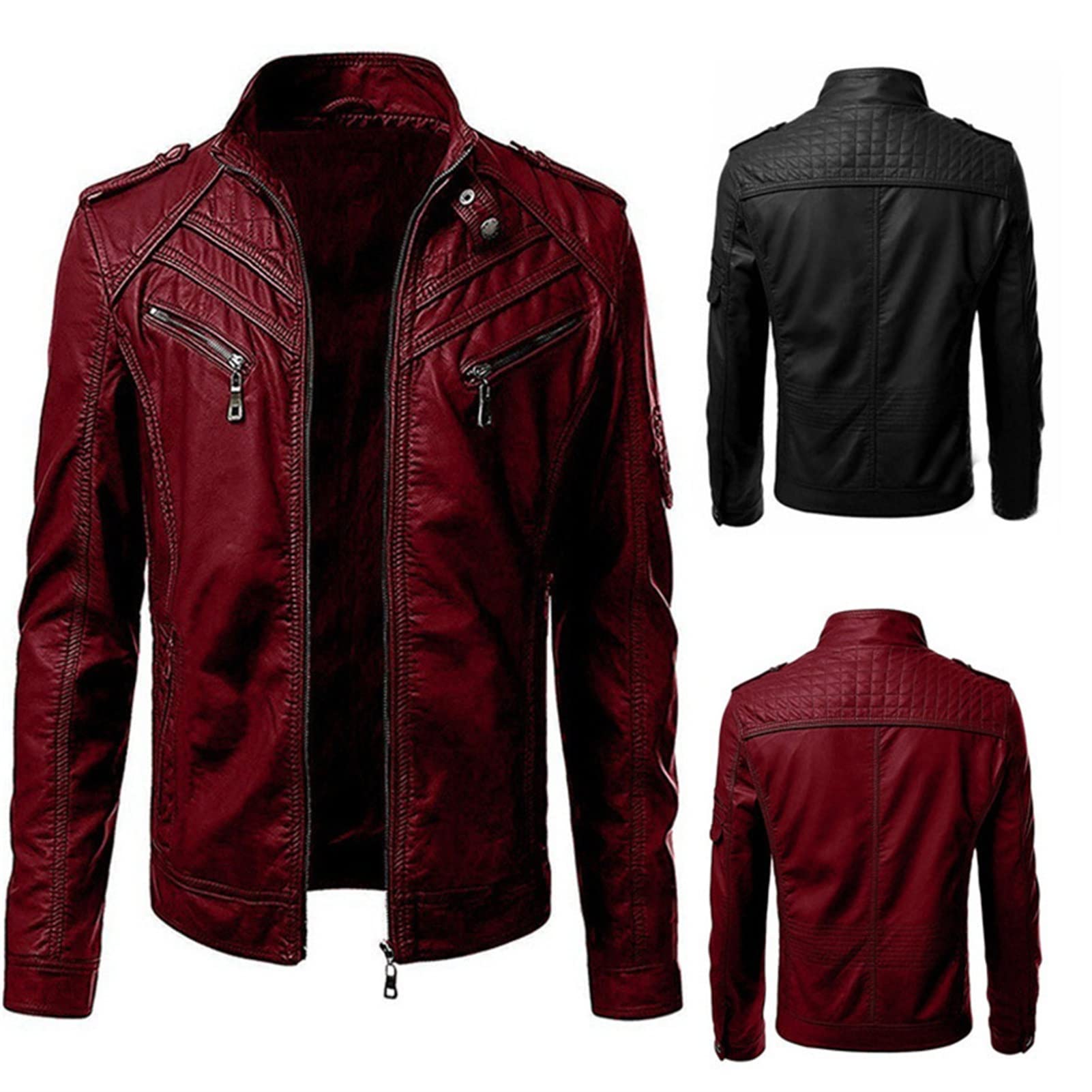 Chaqueta De Imitación De Cuero, Chaqueta para Hombre Acanalada Algodón De Transición Cazadora Moda Casual Chaqueta De Invierno para Hombre Acolchada (Color : Black, Size : XL)