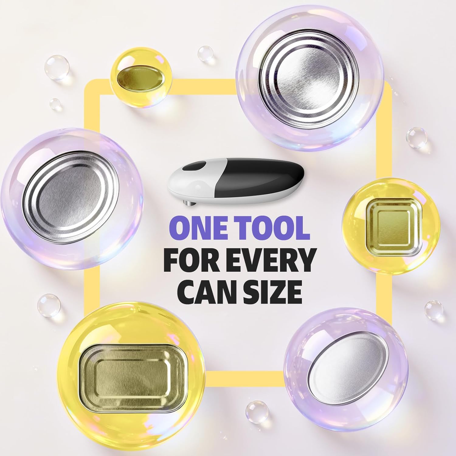 Handsfree One Touch Electric Can Opener, Smooth Edge Automatic Can Opener Fits All Can Sizes, Handheld Battery Operated Easy and Safe Kitchen Gadget for Seniors with Arthritis