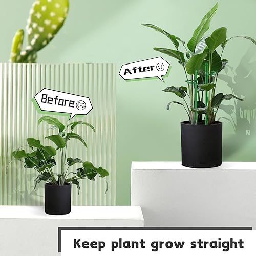 Miniatura 7 de Estacas para plantas de 17 pulgadas y 11 pulgadas de longitud ajustable, 16 piezas de palo de orquídea verde con clips para interiores y exteriores,