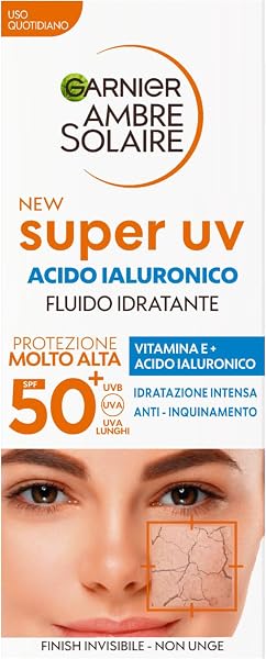 Garnier Ambre Solaire Fluido Idratante all'Acido Ialuronico SPF50+ 40ML - 1