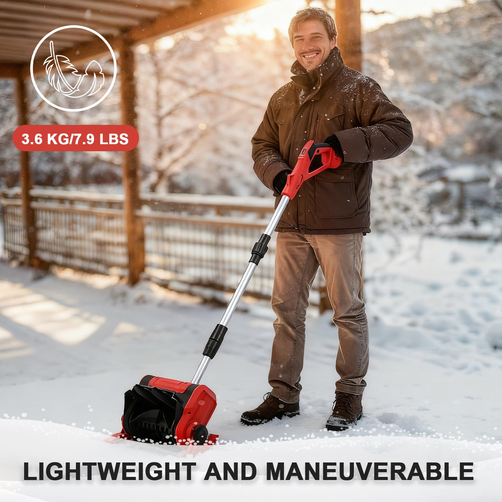 Fresa spazzaneve a Batteria 20 V, Larghezza di Lavoro 32 cm, Altezza Neve Max. 16 cm, Batteria 4000 mAh e Caricabatterie rapido, per la Pulizia del vialetto
