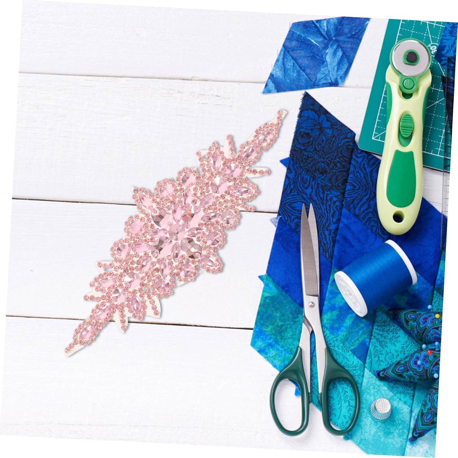 2pcs Pink Rhinestone Flower Applique for Dress Sashes