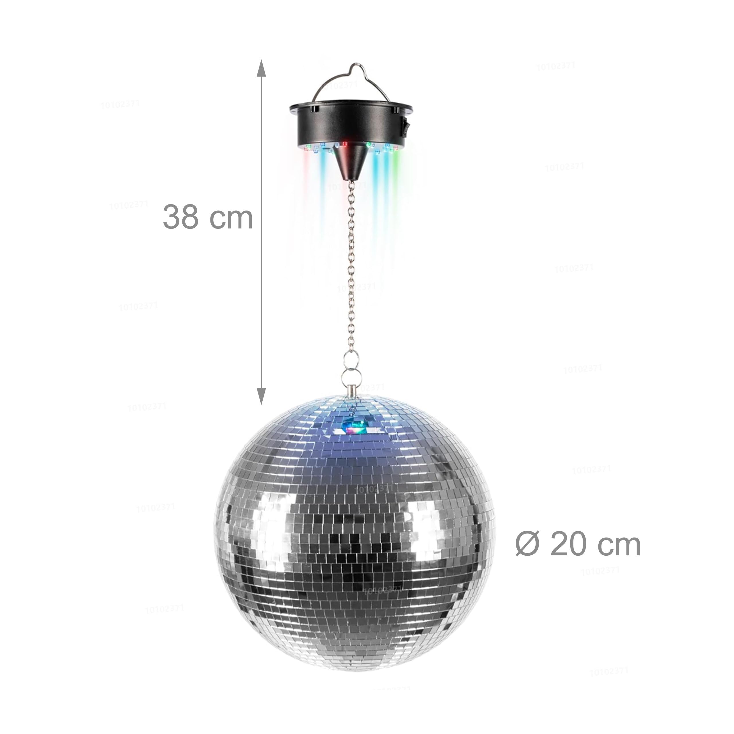 Relaxdays Palla Disco Rotante con Motore e LED Ø 20 cm, specchiante, Batteria, Ideale per Feste, Argento