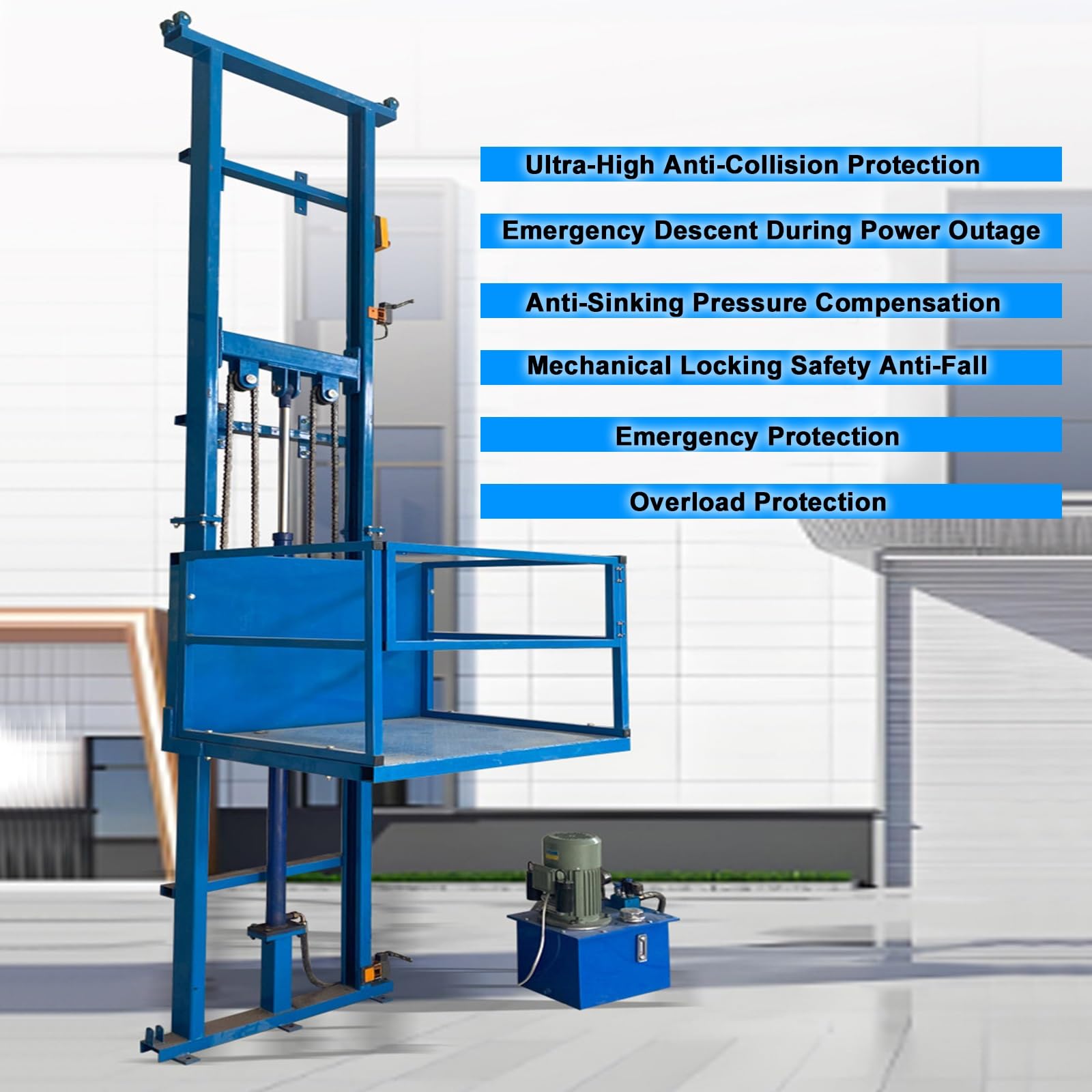 Piattaforma di sollevamento idraulico, tavola elevatrice verticale per impieghi gravosi di carico, capacità 400 libbre per movimentazione dei materiali in magazzini e officine