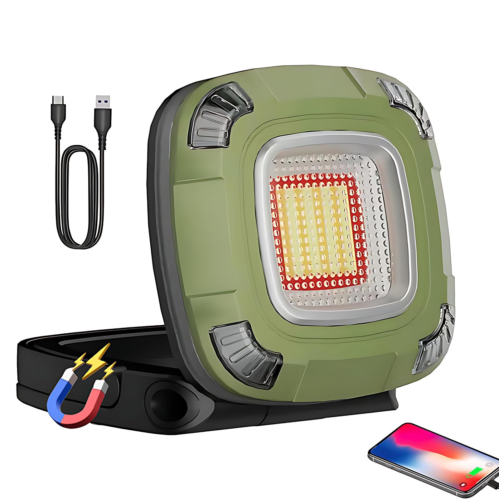 2000LM Magnetic Work Light Rechargeable with 9 Modes, LED Work Light, 10000mAh Battery with 80-Hour, IPX5 Waterproof, Emergency & Car Repair