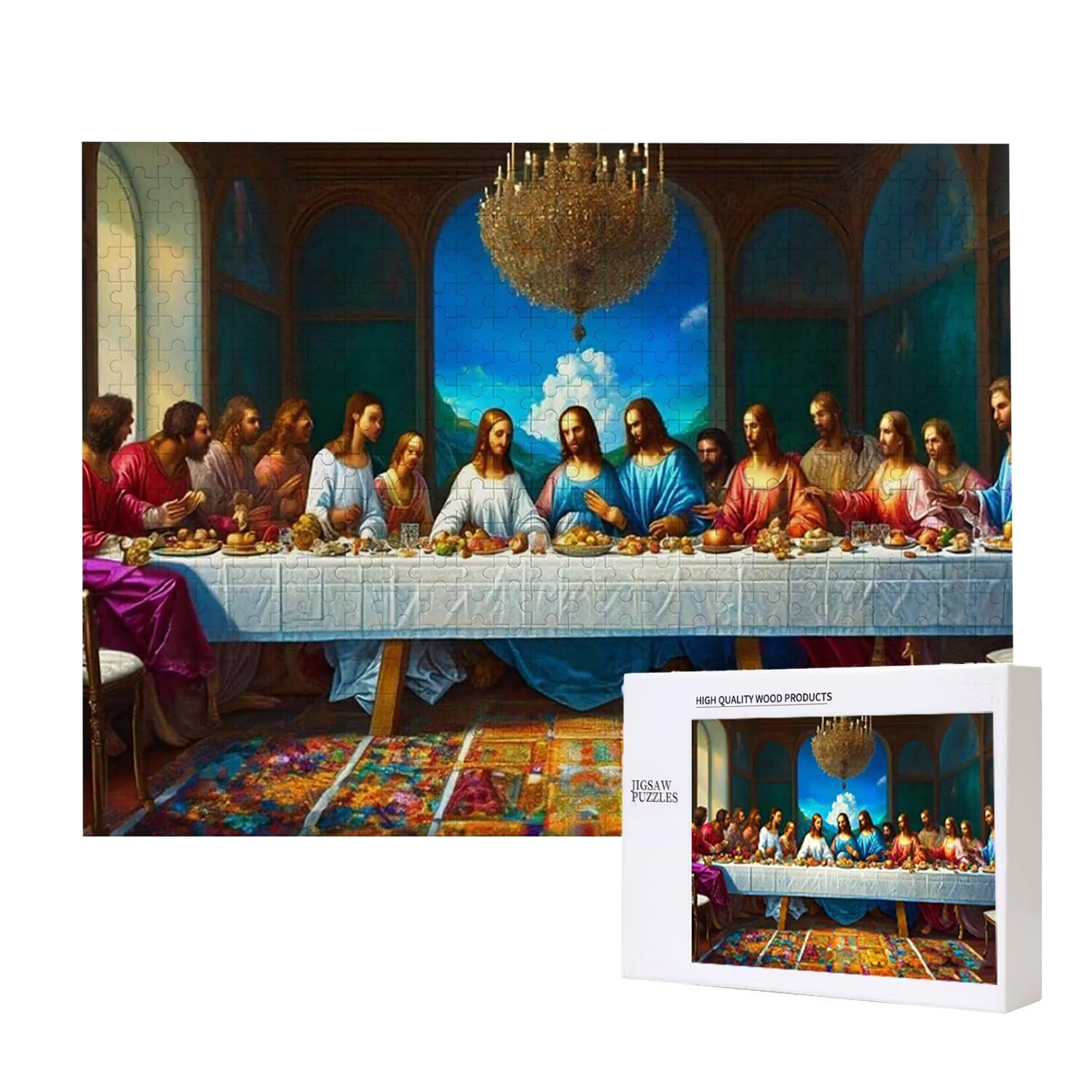 Drewniane puzzle dla dorosłych 1500 sztuk | Ostatnia Wieczerza | Zabawki edukacyjne | Puzzle dla dorosłych i dekoracje rodzinne | Rozmiar 87 x 57 cm | Prezent dla dorosłych | Prezenty świąteczne