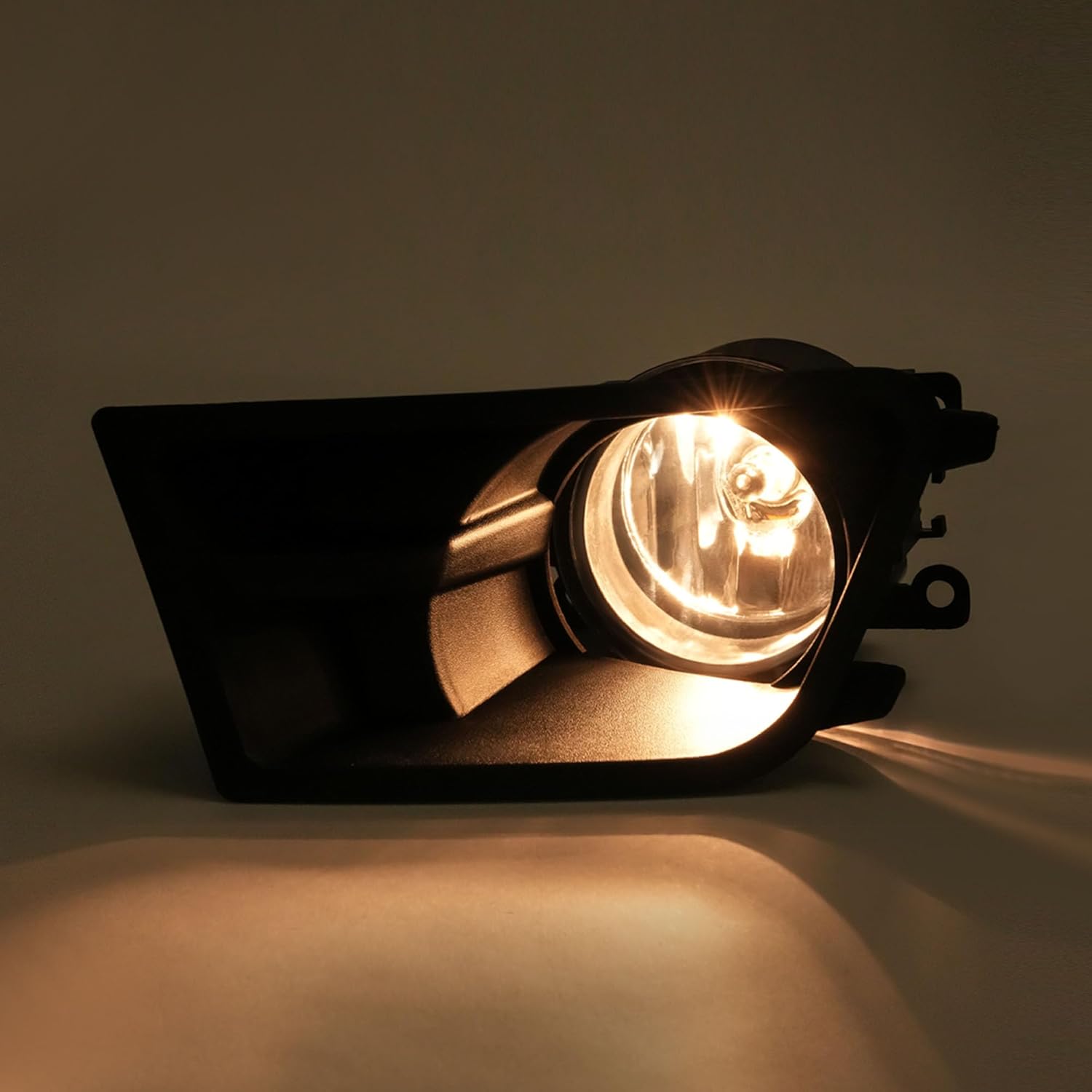 HECASA Pair Fog Light+Fog Light Bezel Compatible with 2010-2012 Ford Mustang Base V6 Replacement for FO1038138 FO1039138 FO2592217 4F9Z15200AA Bumper Driving Fog Lamps Black Cover Trim Clear Lens