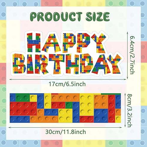 Miniatura 2 de Leinuosen 9 piezas de bloques de construcción para decoración de pasteles de feliz cumpleaños, bloques de construcción, suministros de construcción