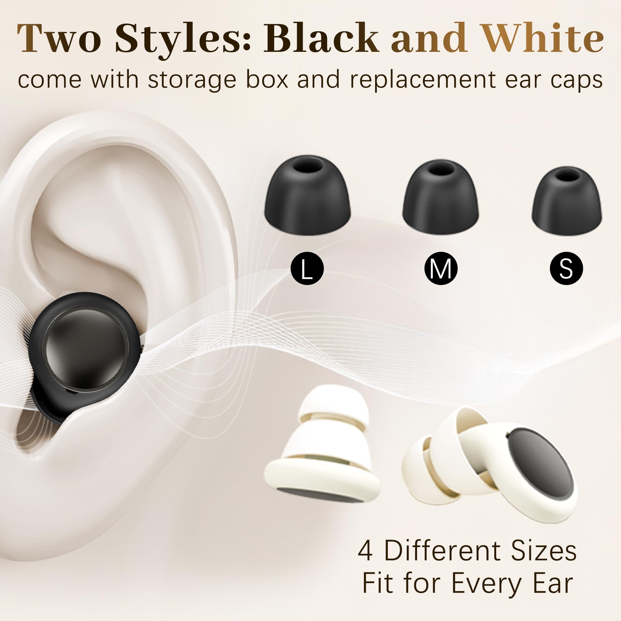 ARefugen 2 Pairs of Earplugs for Noise Cancelling - Soft Reusable Silicone Ear Plugs for Noise Reduction Hearing Protection with 8 Eartips and Storage Case for Concert, Sleeping, Working, Studying