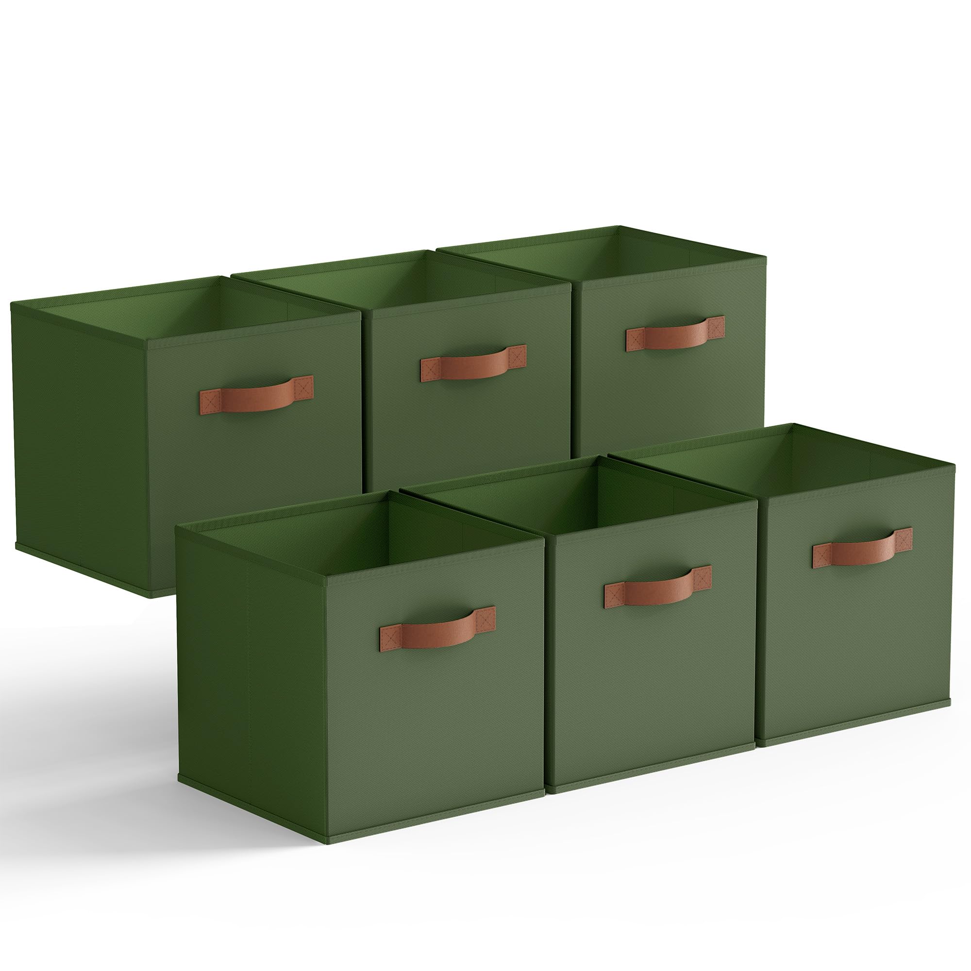 GRANNY SAYS Cube Storage Boxes, Pack of 6 Storage Cubes 27x27x27, Square Storage Boxes for Shelves, Collapsible Storage Cube Boxes, Kallax Storage Boxes for Organising Toys Accessory, Olive Green