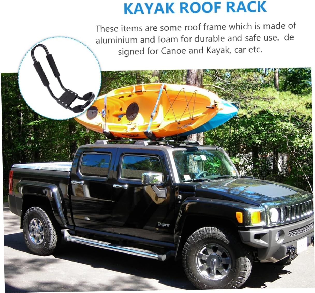 POPETPOP Detachable Kayak Roof Rack Car Rack 2pcs Set Black Canoe Carrier Luggage Roof Storage for SUV Outdoor Recreation