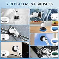 Vista 6 de Electric Spin Scrubber Upgraded Battery with Extra-Long Runtime, IPX7 Waterproof Power Cleaner with 7 Brush Heads, 2 Speeds Adjustable Long Handle