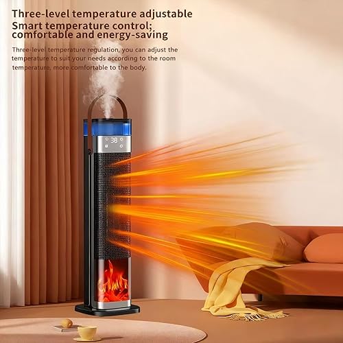Miniatura 6 de Calentador de espacio para interiores, calentador de cerámica PTC de 25 pulgadas y 1500 W con función de atomización y humidificación, 3 modos,