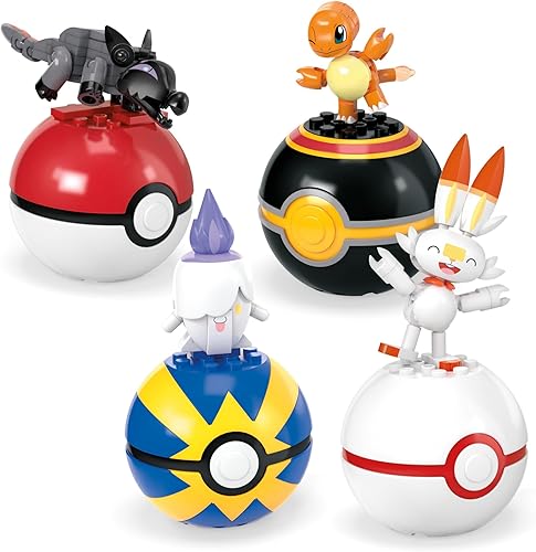 Miniatura 3 de MEGA Pokémon - Figura de acción de juguetes de construcción, paquete de 4, equipo de entrenamiento tipo fuego con 105 piezas, Salandit Litwick